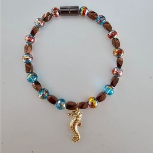 Gorgeous Copper and Turquoise color with Seahorse accented Ankle Bracelet
